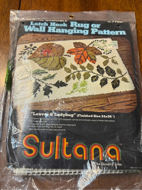 Other - "Sultana vintage Leaves & Ladybug" Latch Hook Rug or Wall Hanging